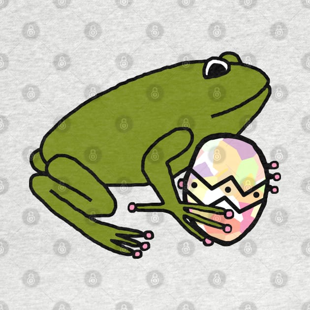 Green Frog Holding Easter Egg by ellenhenryart